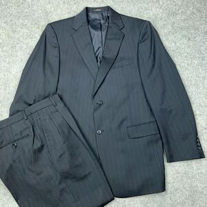 VTG Society Brand Ltd Suit‎ Men 40R Black Pin Striped Wool 2 Button 33x28 USA